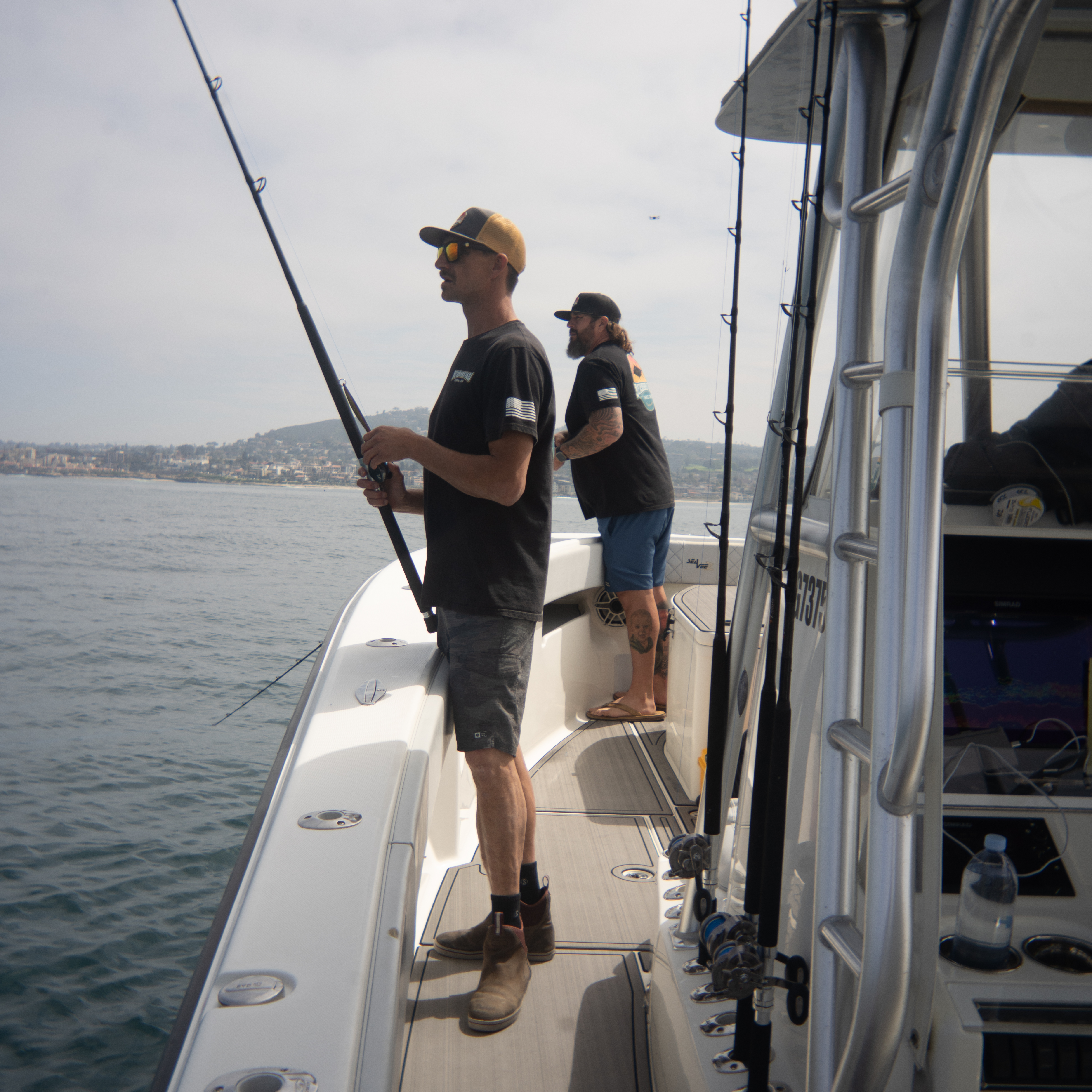 Derek Marso and Captain Josh Senn fishing on the SeaVee 340Z